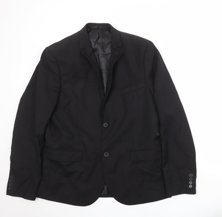 H&M Mens Black Polyester Jacket Suit Jacket Size 44 Regular