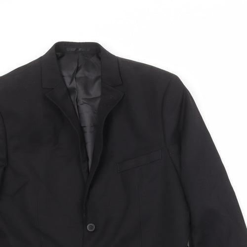 H&M Mens Black Polyester Jacket Suit Jacket Size 44 Regular