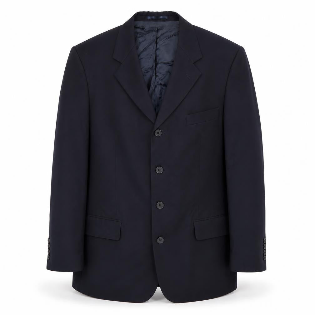 Front view of Charlton Grey men’s black polyester jacket suit jacket, size 40, regular