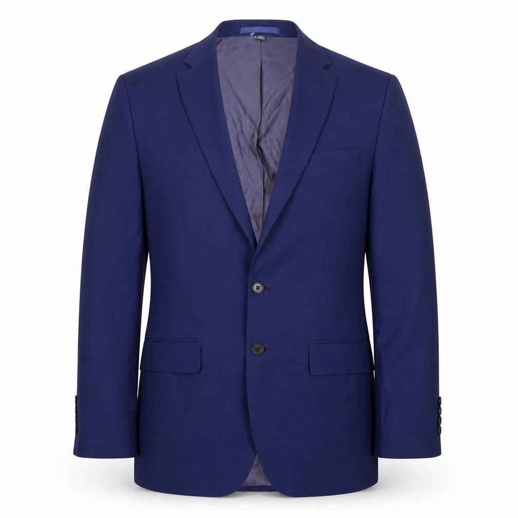 Front view of Marks & Spencer men’s blue polyester jacket suit jacket, size 38, regular