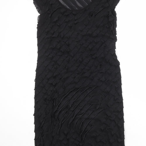 Roman Womens Black Geometric Polyester A-Line Size 14 Round Neck Pullover