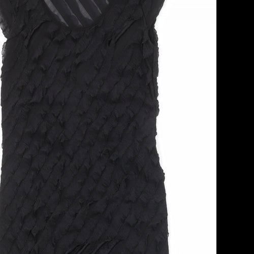 Roman Womens Black Geometric Polyester A-Line Size 14 Round Neck Pullover