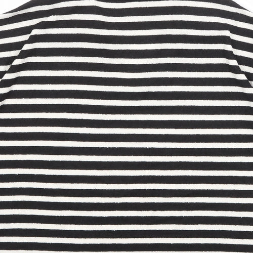 H&M Womens Black Striped Polyester Basic T-Shirt Size S Collared