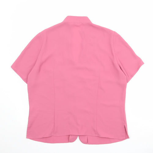 Marks and Spencer Womens Pink Polyester Basic Button-Up Size 14 V-Neck