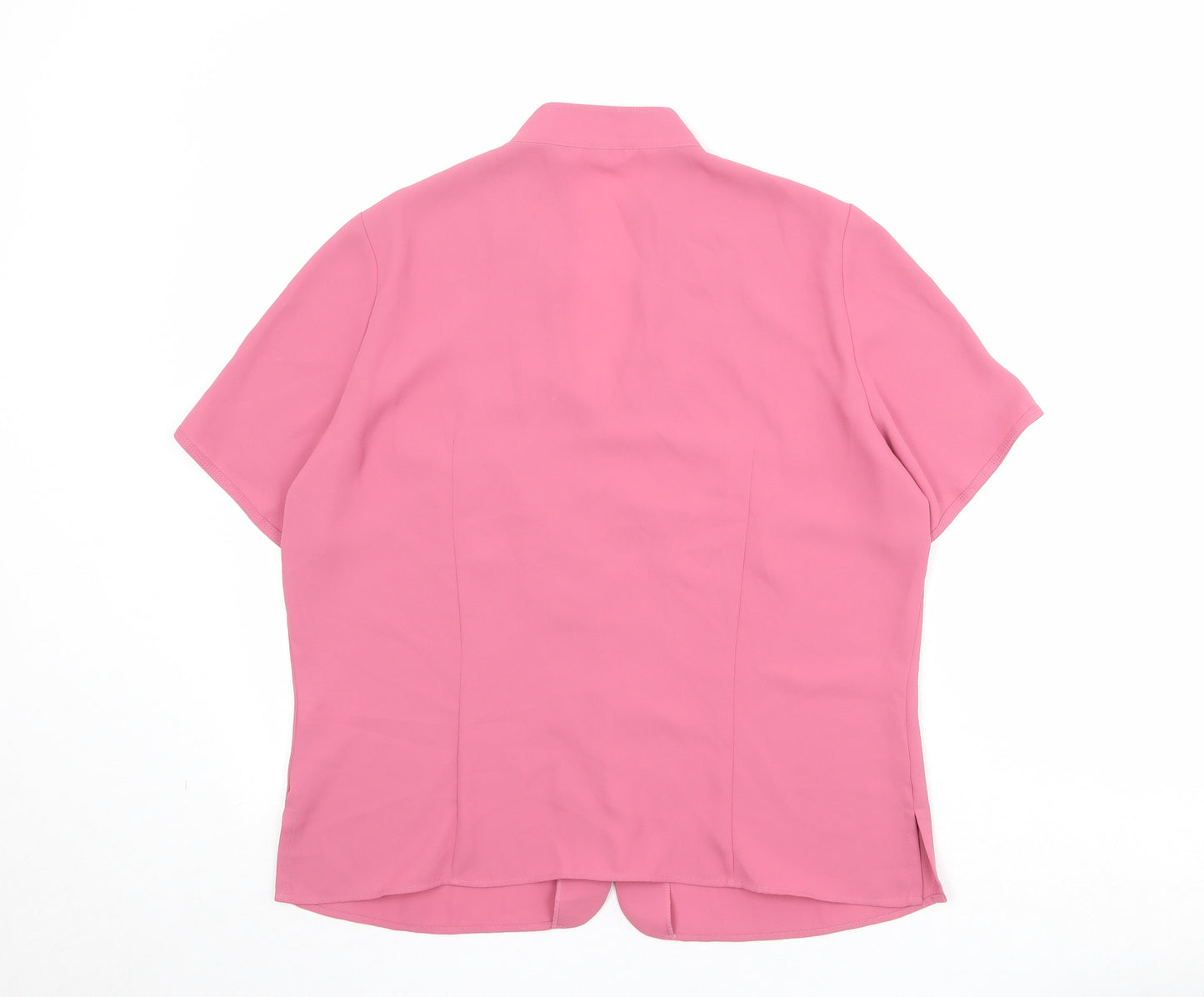 Marks and Spencer Womens Pink Polyester Basic Button-Up Size 14 V-Neck