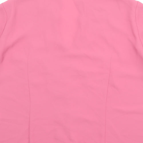 Marks and Spencer Womens Pink Polyester Basic Button-Up Size 14 V-Neck