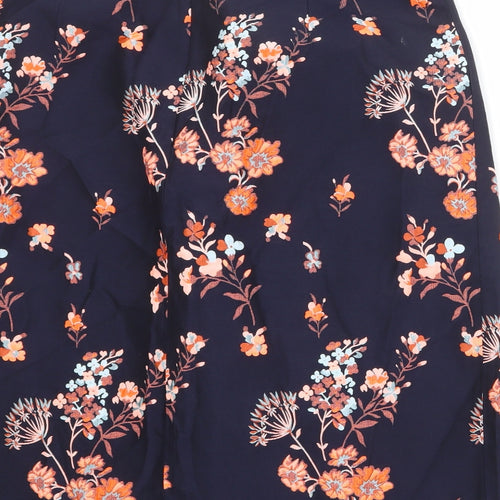 Clements Ribeiro Womens Blue Floral Polyester A-Line Skirt Size XL Zip