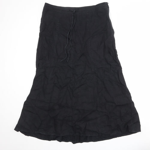 H&M Womens Black Linen Trumpet Skirt Size 16 Zip