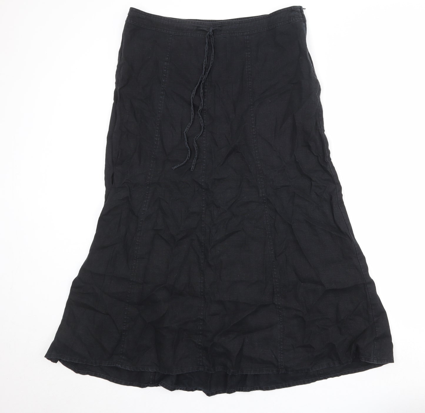 H&M Womens Black Linen Trumpet Skirt Size 16 Zip
