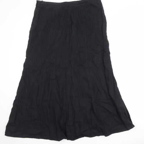 H&M Womens Black Linen Trumpet Skirt Size 16 Zip