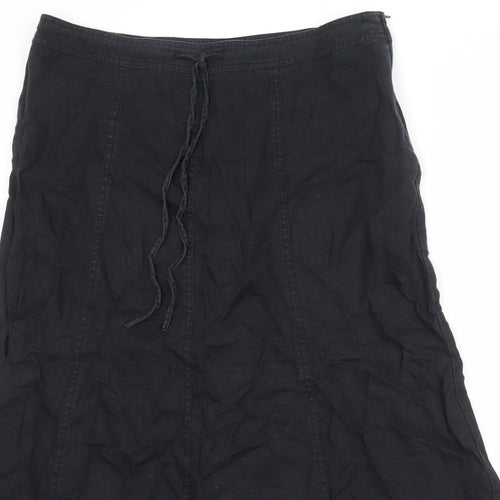 H&M Womens Black Linen Trumpet Skirt Size 16 Zip