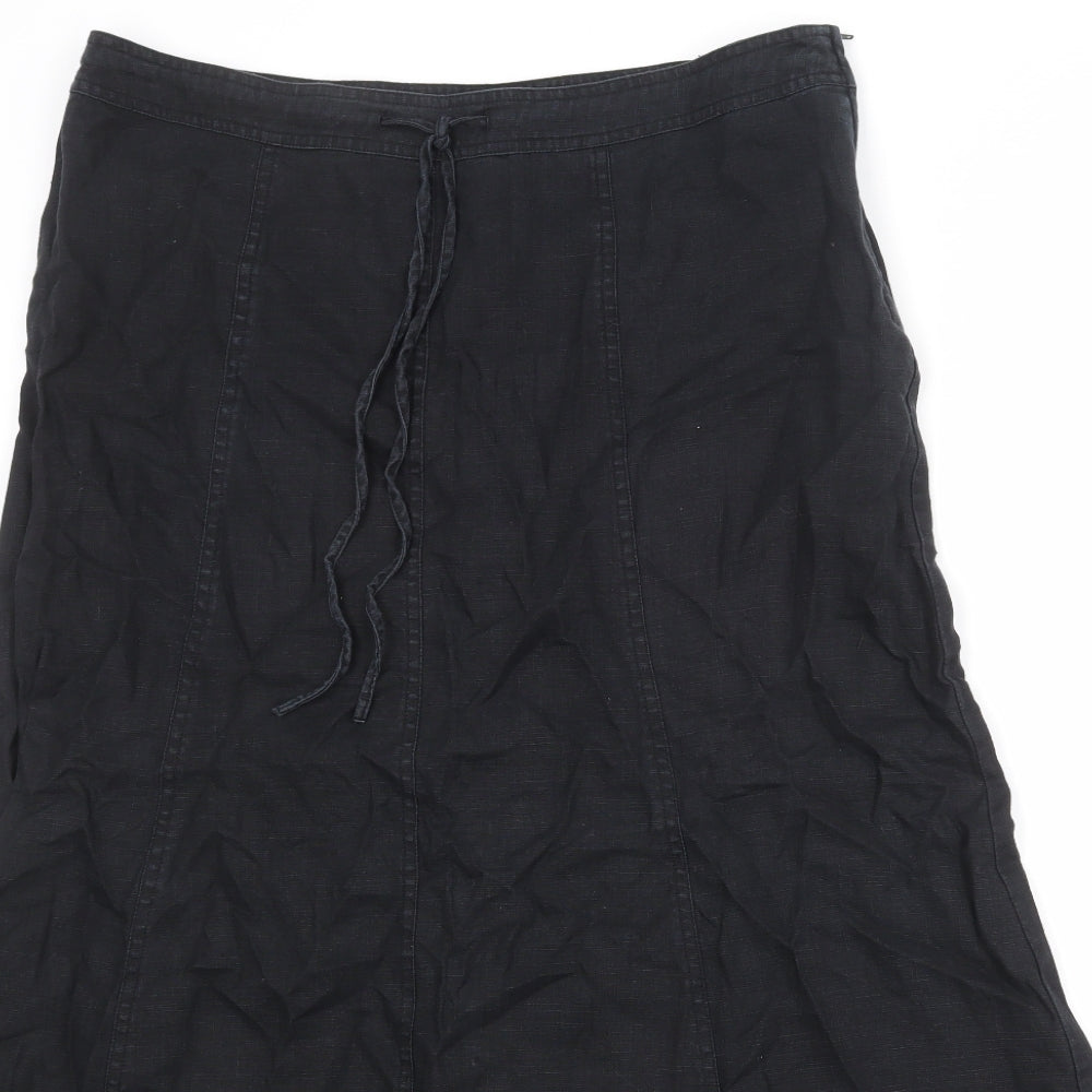 H&M Womens Black Linen Trumpet Skirt Size 16 Zip