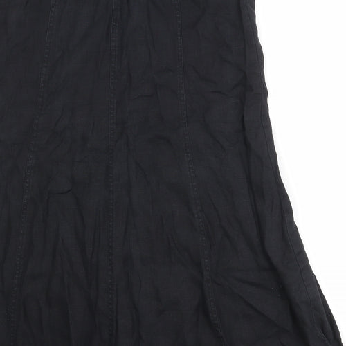 H&M Womens Black Linen Trumpet Skirt Size 16 Zip