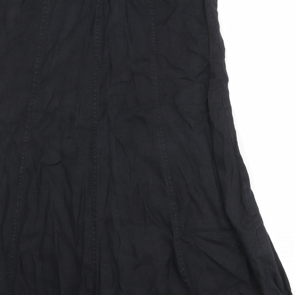 H&M Womens Black Linen Trumpet Skirt Size 16 Zip