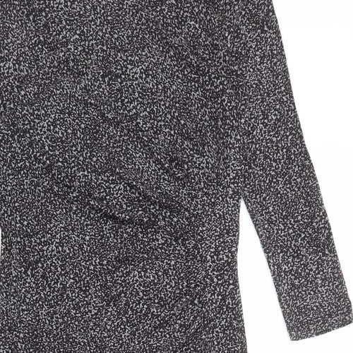 Oasis Womens Black Animal Print Viscose Sheath Size M Boat Neck Pullover