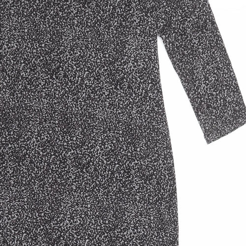 Oasis Womens Black Animal Print Viscose Sheath Size M Boat Neck Pullover