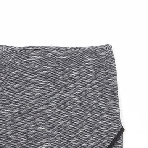 New Look Womens Grey Geometric Polyester A-Line Skirt Size 6 Zip