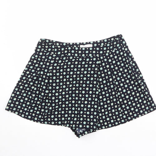 Urban Bliss Womens Black Floral Polyester Culotte Shorts Size 10 Regular Zip