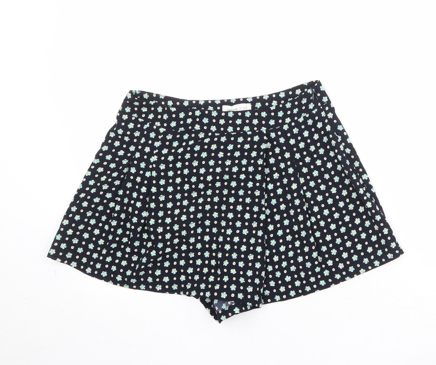 Urban Bliss Womens Black Floral Polyester Culotte Shorts Size 10 Regular Zip