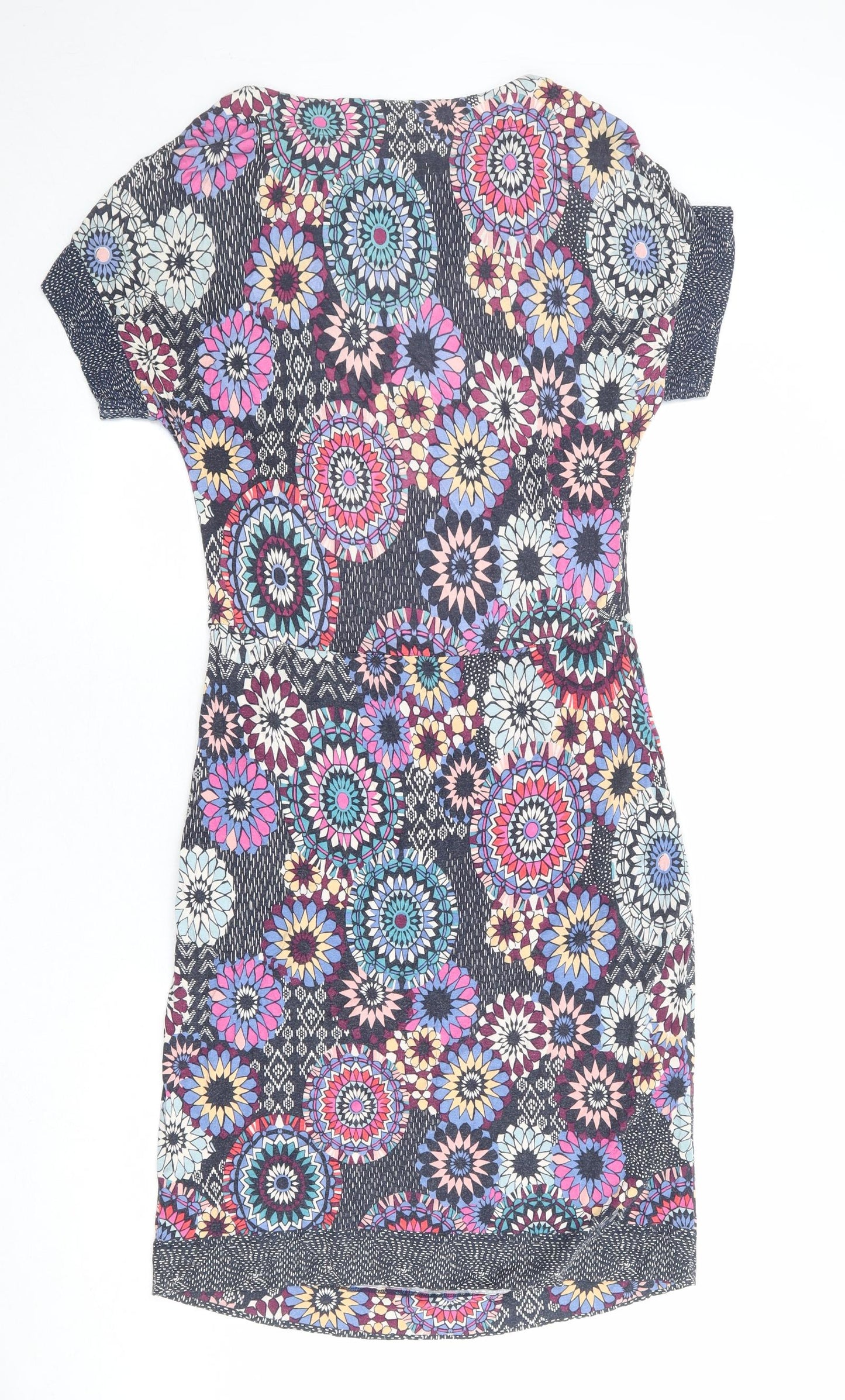 Monsoon Womens Multicoloured Floral Viscose T-Shirt Dress Size 12 Boat Neck Pullover