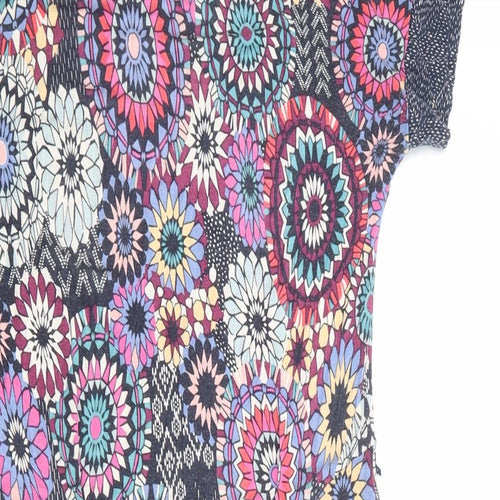 Monsoon Womens Multicoloured Floral Viscose T-Shirt Dress Size 12 Boat Neck Pullover
