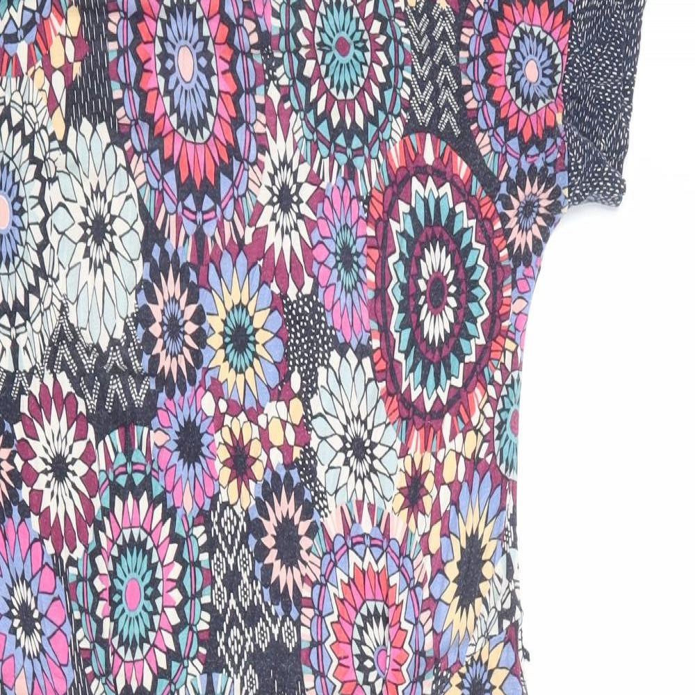 Monsoon Womens Multicoloured Floral Viscose T-Shirt Dress Size 12 Boat Neck Pullover