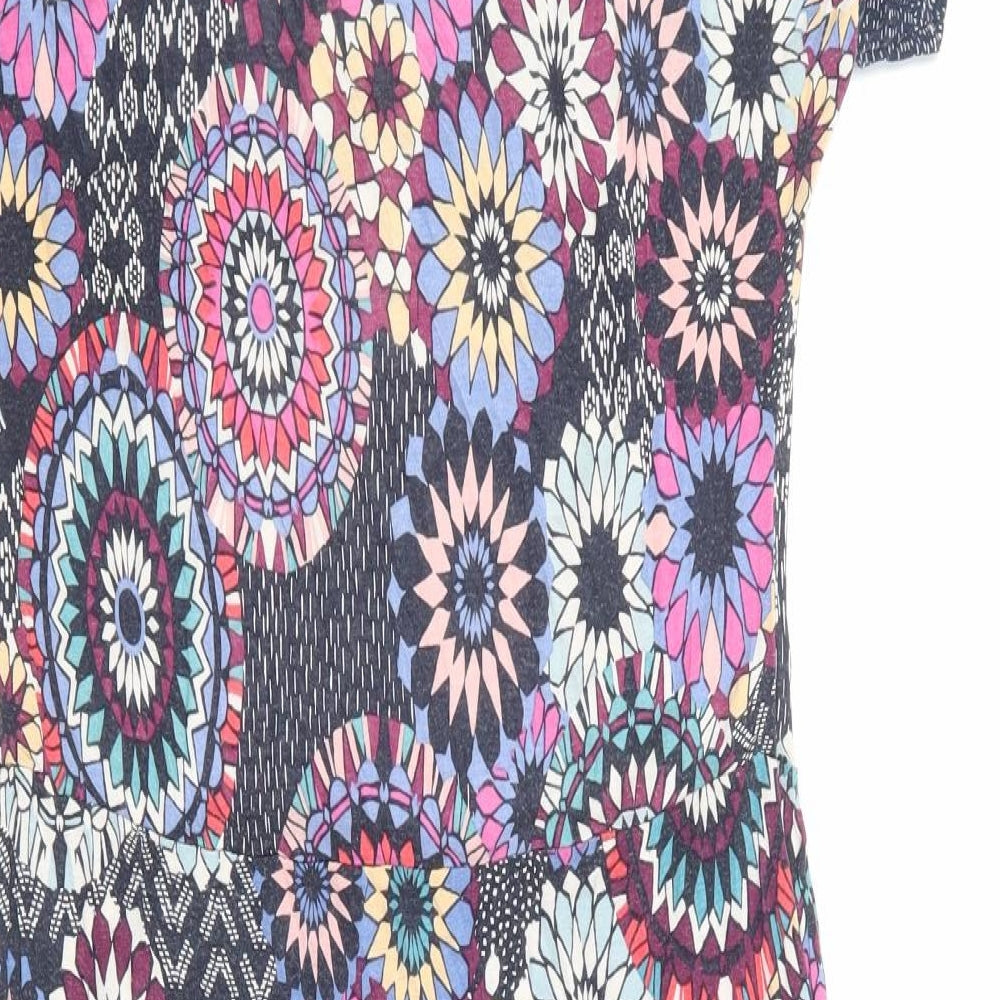 Monsoon Womens Multicoloured Floral Viscose T-Shirt Dress Size 12 Boat Neck Pullover