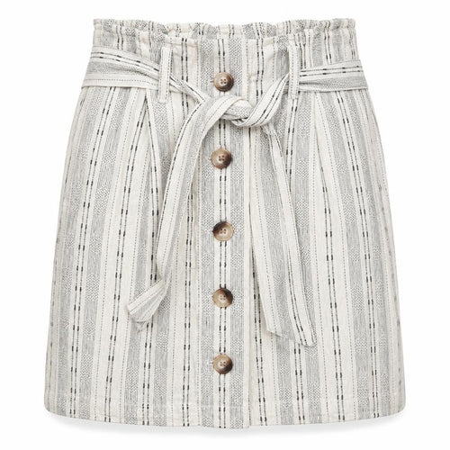 Topshop Womens Beige Geometric Linen A-Line Skirt Size 6 Button
