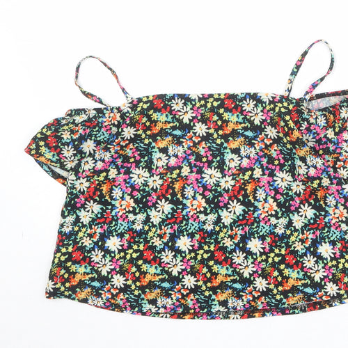 M&Co Girls Multicoloured Floral Polyester Basic Blouse Size 12 Years Off the Shoulder Pullover - Cold Shoulder