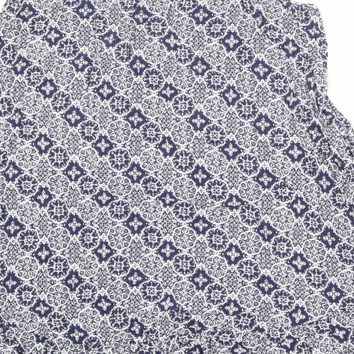 Marks and Spencer Womens Blue Geometric Viscose Slip Dress Size 14 Scoop Neck Pullover