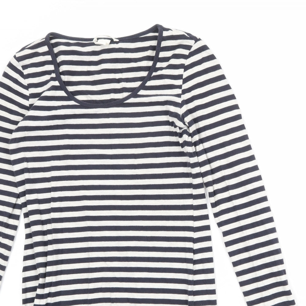 H&M Womens Blue Striped Cotton T-Shirt Dress Size S Scoop Neck Pullover
