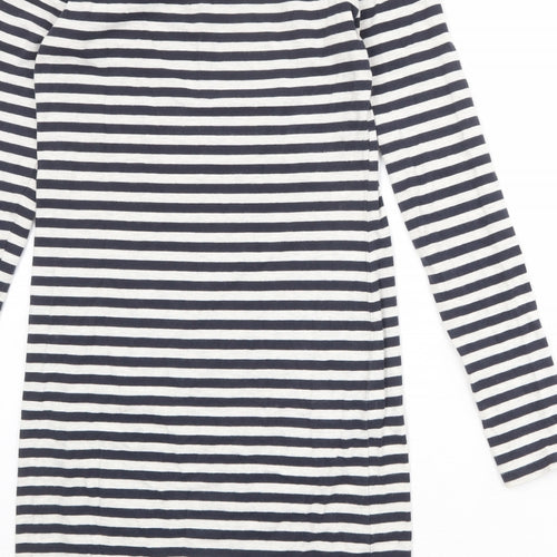 H&M Womens Blue Striped Cotton T-Shirt Dress Size S Scoop Neck Pullover