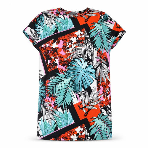 South Womens Multicoloured Geometric Polyester T-Shirt Dress Size 12 Boat Neck Pullover