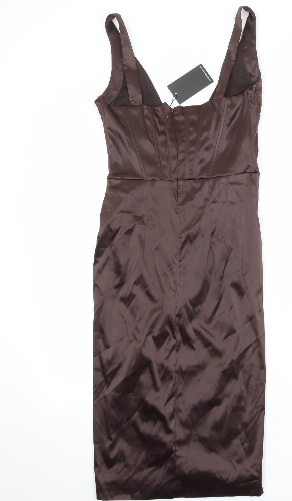 Bondi Boutique Womens Brown Polyester Sheath Size L V-Neck Zip - Plunge