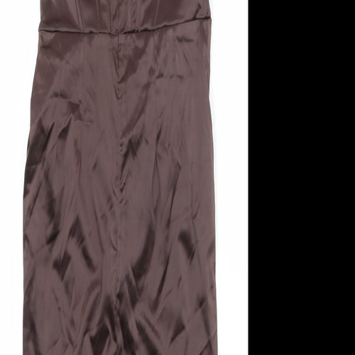 Bondi Boutique Womens Brown Polyester Sheath Size L V-Neck Zip - Plunge