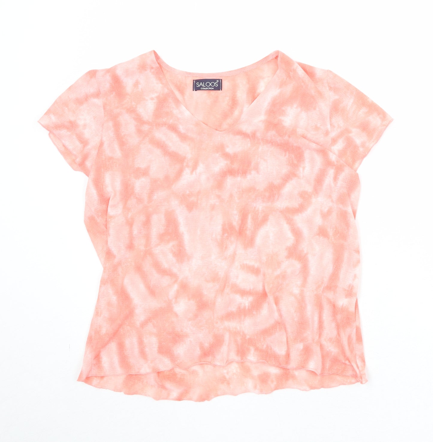 Saloos Womens Pink Geometric Polyester Basic T-Shirt Size M V-Neck - Size M/L