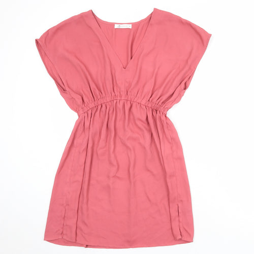 Cupshe Womens Pink Polyester A-Line Size S V-Neck Pullover - Elastic Waist