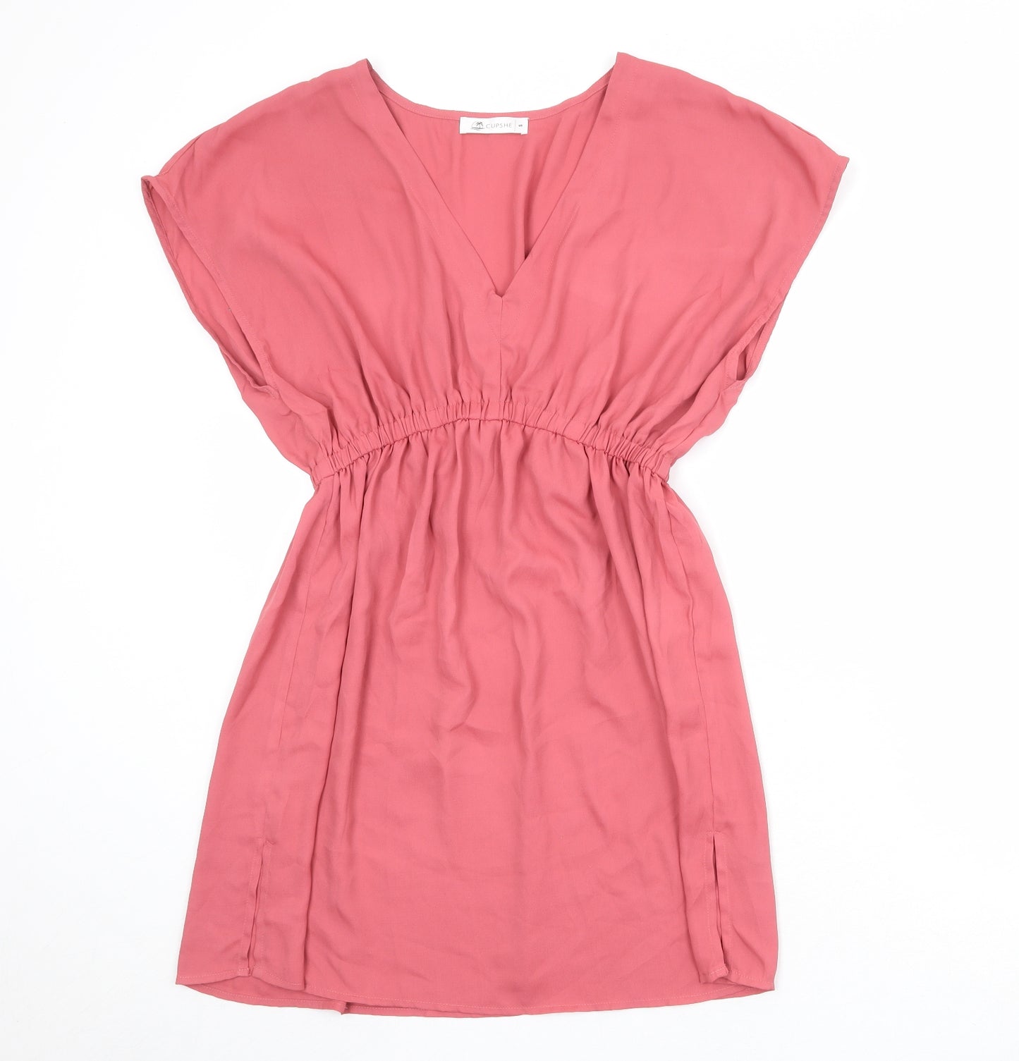Cupshe Womens Pink Polyester A-Line Size S V-Neck Pullover - Elastic Waist