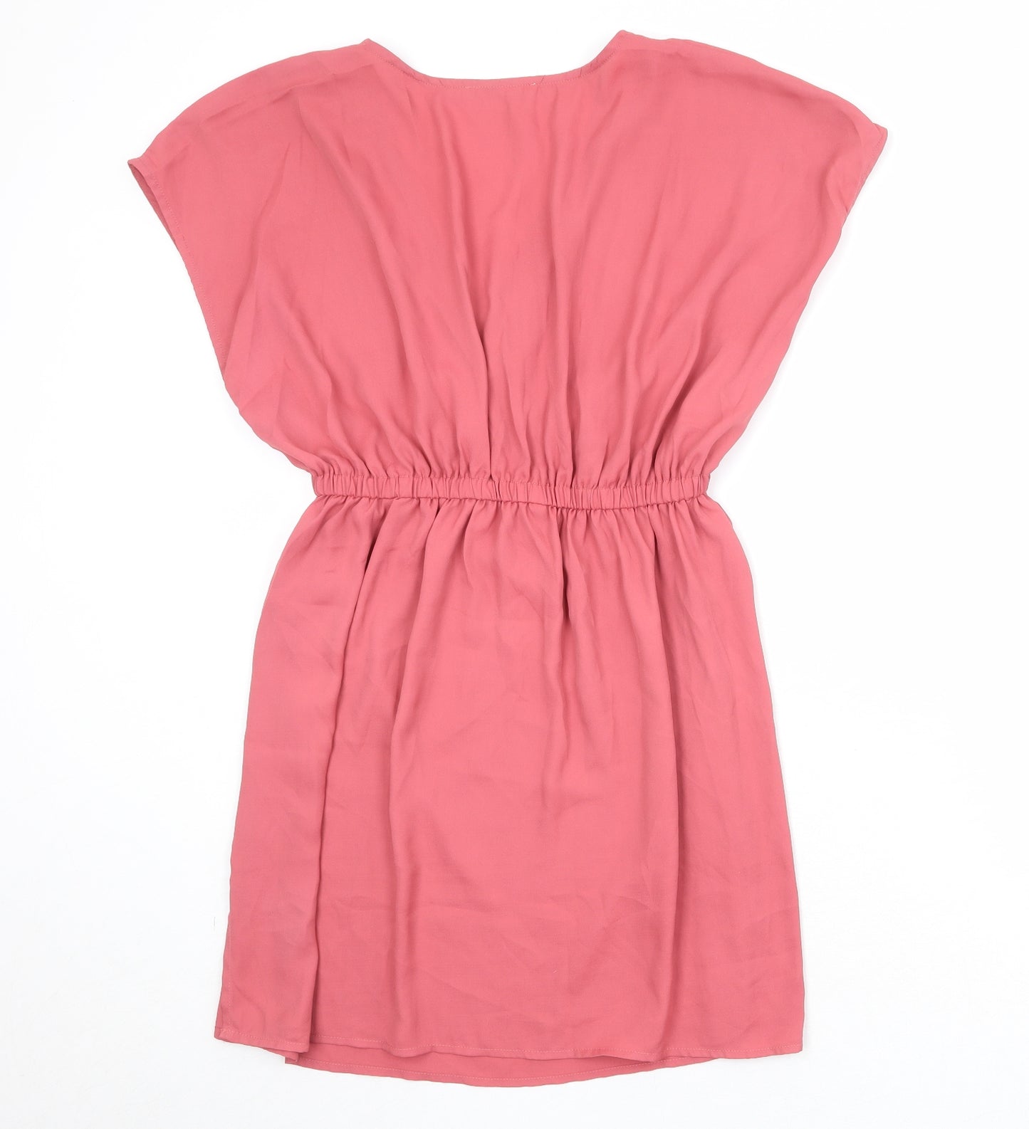 Cupshe Womens Pink Polyester A-Line Size S V-Neck Pullover - Elastic Waist