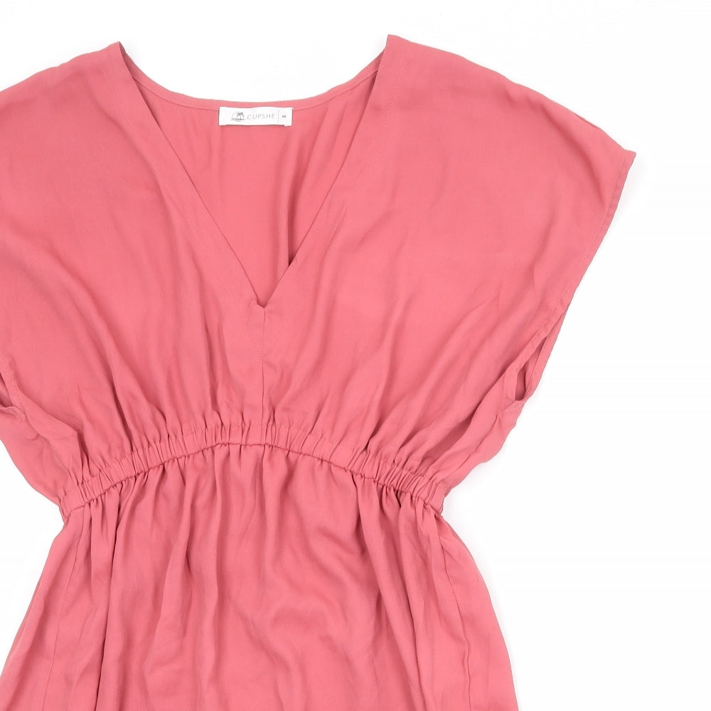 Cupshe Womens Pink Polyester A-Line Size S V-Neck Pullover - Elastic Waist