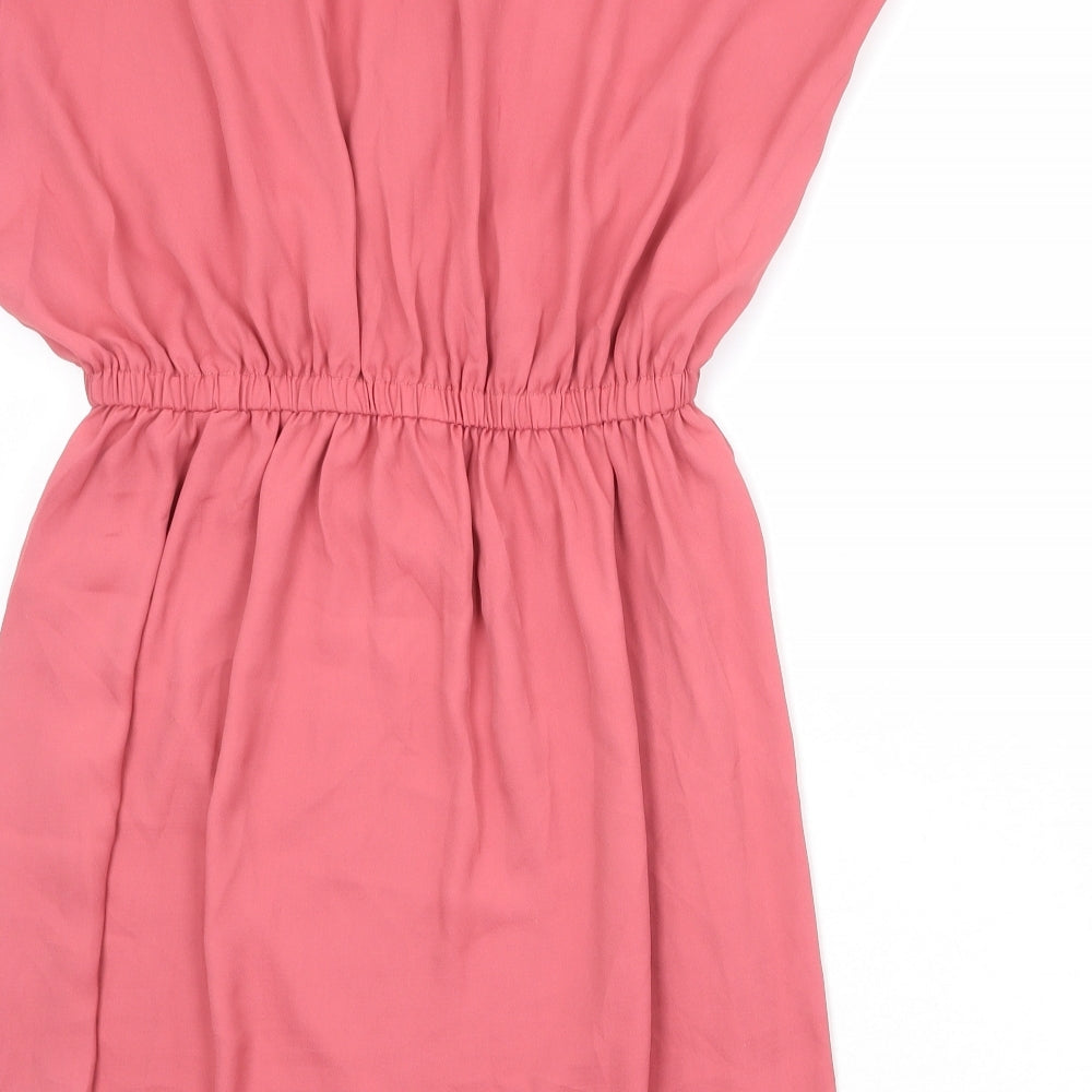 Cupshe Womens Pink Polyester A-Line Size S V-Neck Pullover - Elastic Waist