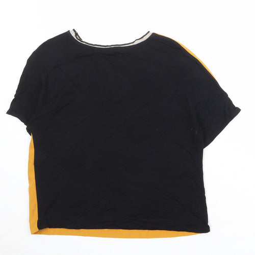 Zara Womens Orange Colourblock Polyester Basic T-Shirt Size S Round Neck
