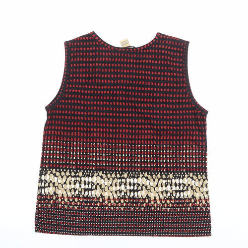 Pleat Pleat Womens Multicoloured Geometric Polyester Basic Tank Size S Round Neck
