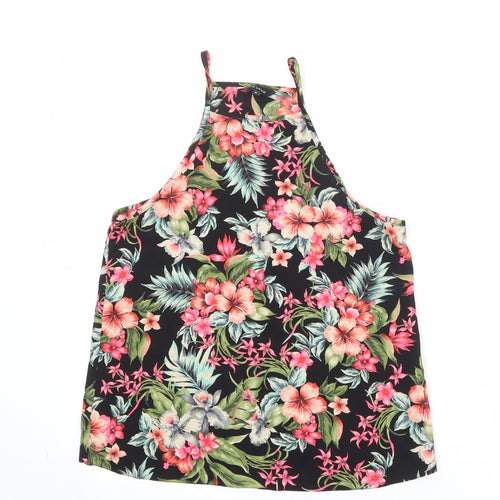 New Look Womens Multicoloured Floral Polyester Basic Tank Size 8 Round Neck
