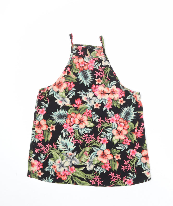 New Look Womens Multicoloured Floral Polyester Basic Tank Size 8 Round Neck