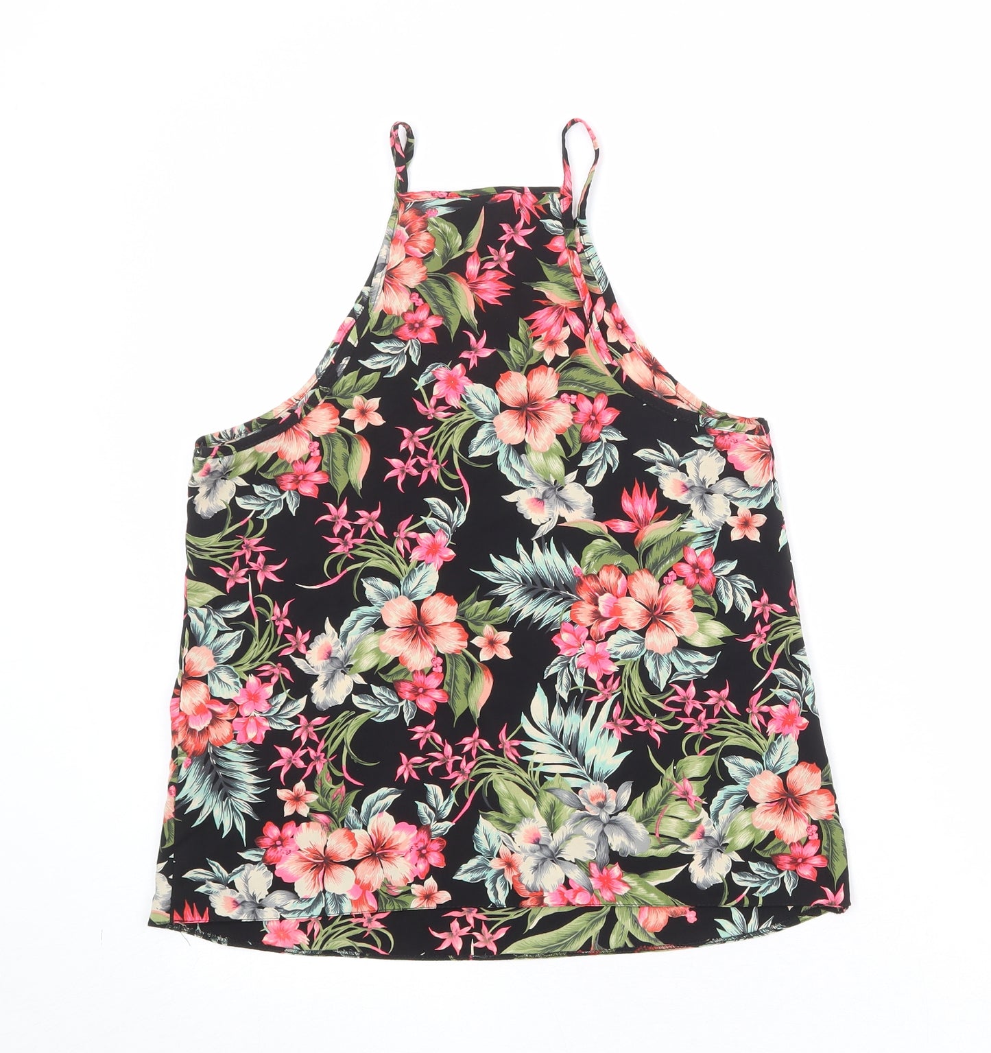 New Look Womens Multicoloured Floral Polyester Basic Tank Size 8 Round Neck