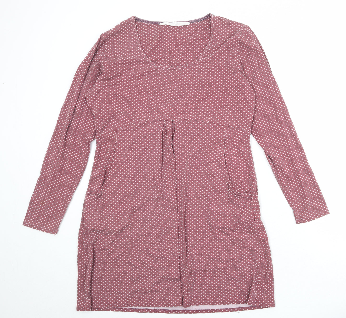 Brantree Womens Pink Polka Dot Bamboo A-Line Size L Round Neck Pullover