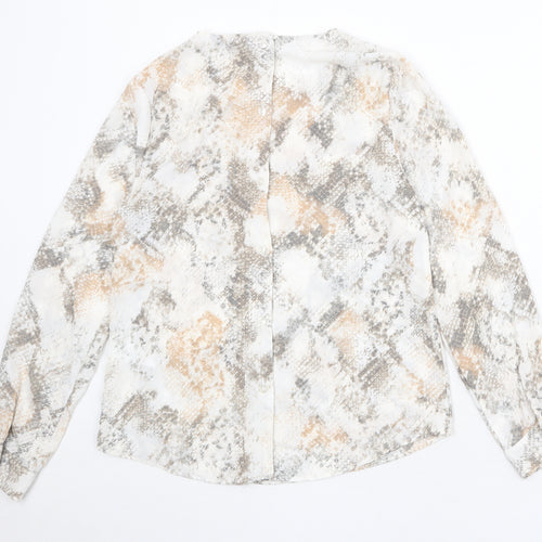 New Look Womens Beige Animal Print Polyester Basic Blouse Size 10 Square Neck - Snakeskin Pattern