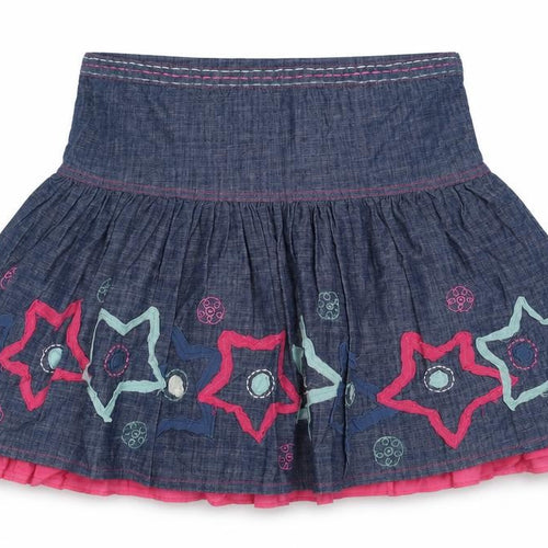 John Lewis Girls Blue Geometric Cotton Skater Skirt Size 12 Years Regular Zip