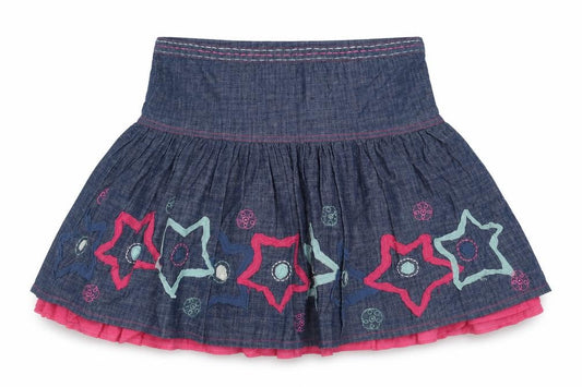 John Lewis Girls Blue Geometric Cotton Skater Skirt Size 12 Years Regular Zip